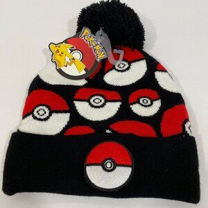 Bioworld Pokemon Pokeball Beanie Hat Cap Knit Pom Winter HTF NEW
